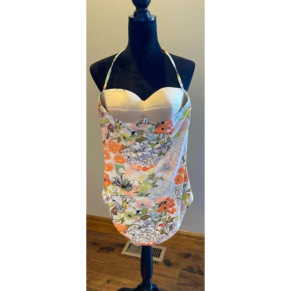 J. Crew One Piece Swimsuit Sz 6 Peach Green Floral Strapless r w/ Strap J.Crew - Picture 4 of 12